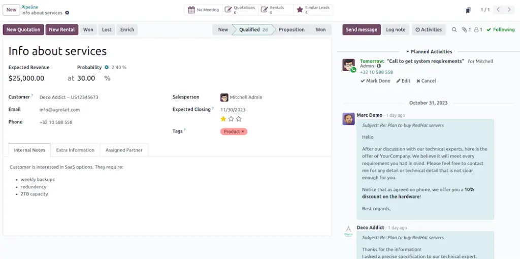 CRM (2/2) - ODOO TRAINING